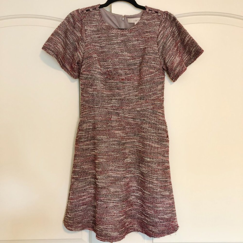 LOFT Tweed Button Sleeve Dress